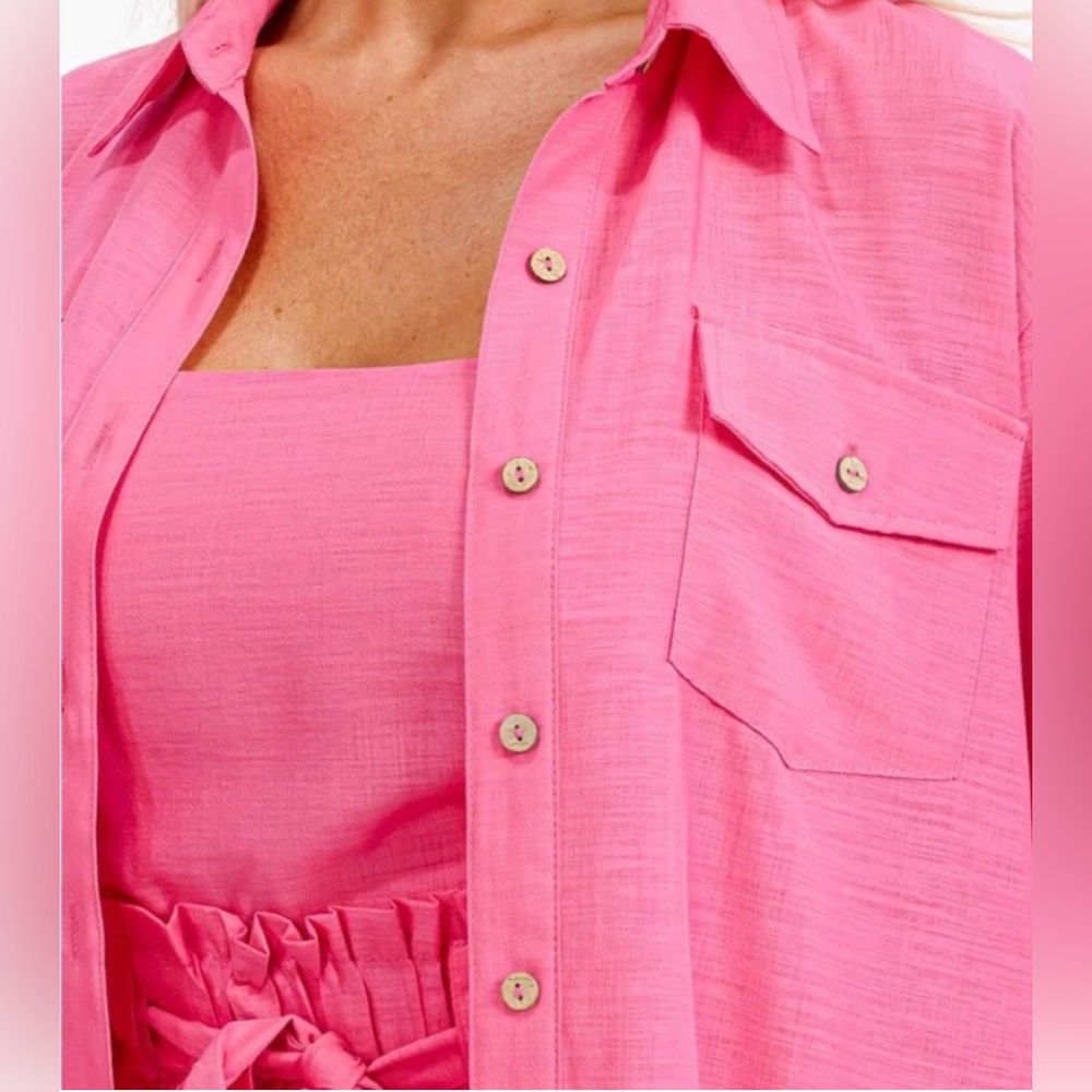 NWT The Clothing Company Pink
Two Piece Romper & Belt Set size Small - Picture 3 of 9